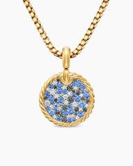 DY Elements® Color Pendant in 18K Yellow Gold with Pavé Diamonds and Blue Sapphires, 21.2mm