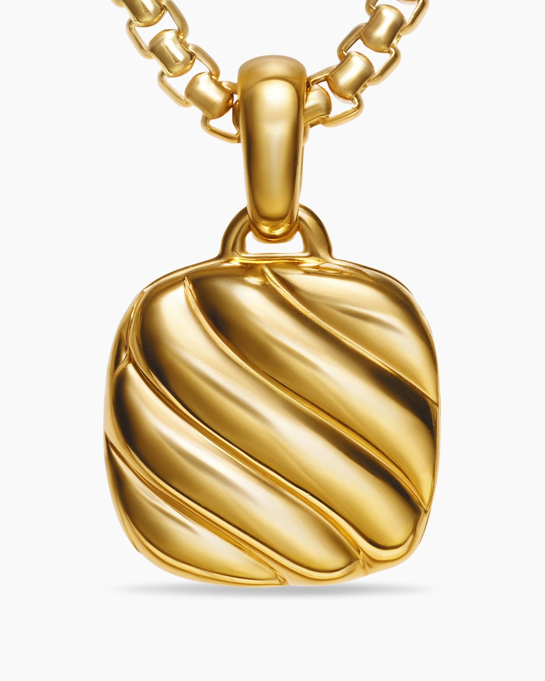Sculpted Cable Square Locket in 18K Yellow Gold, 14.5mm
