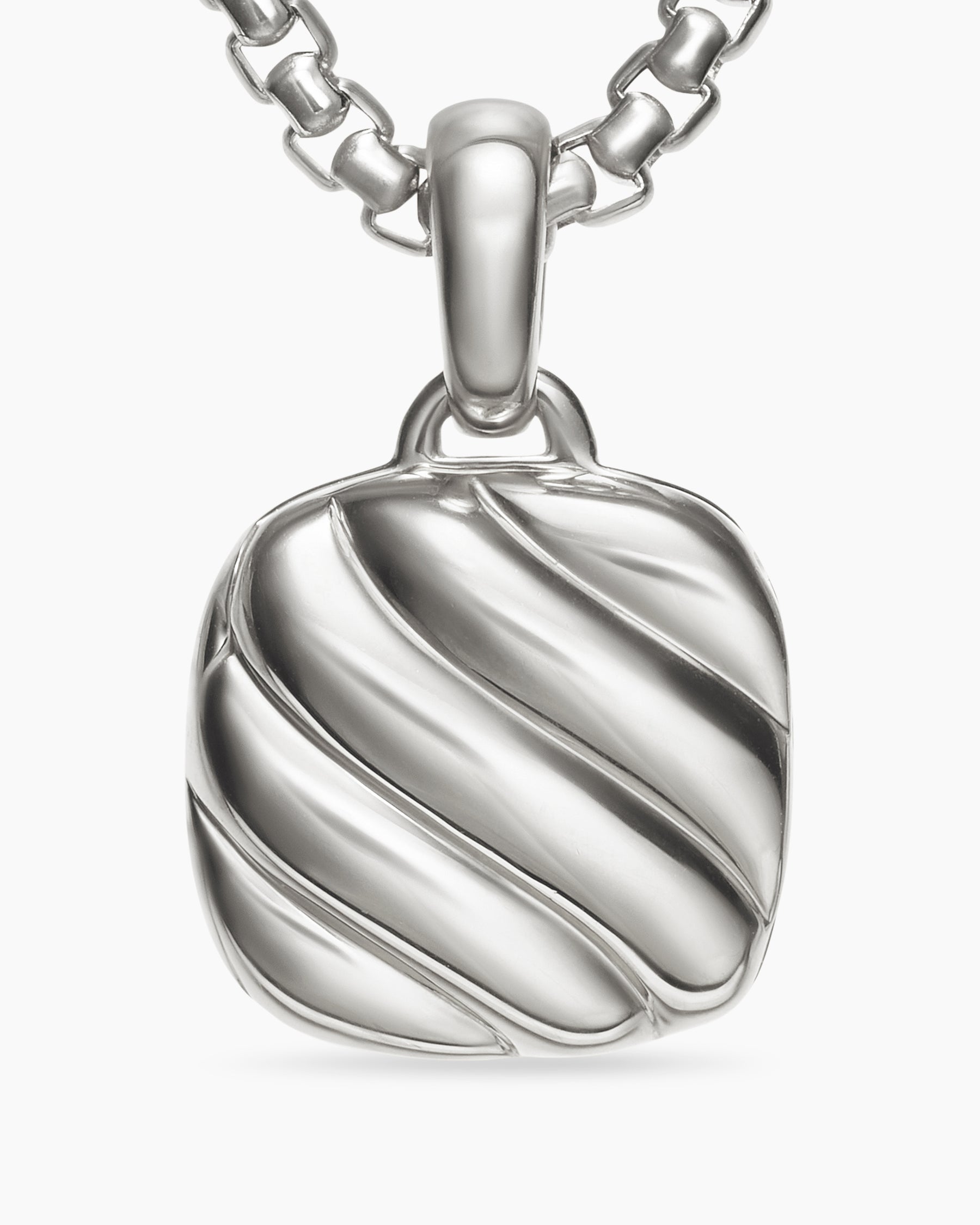 Sculpted Cable Square Locket in Sterling Silver, 14.5mm