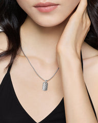 Petite Sculpted Cable Tag in Sterling Silver, 10mm