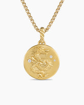 Dragon Amulet in 18K Yellow Gold with Diamonds, 19mm