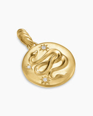 Snake Amulet in 18K Yellow Gold with Diamonds, 18.8mm