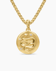 Snake Amulet in 18K Yellow Gold with Diamonds, 18.8mm