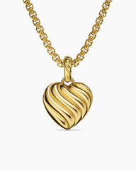 Puffy Heart Amulet in 18K Yellow Gold with Diamonds, 17mm