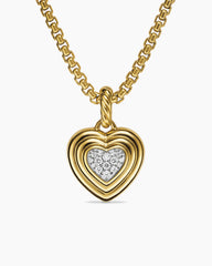 Puffy Heart Amulet in 18K Yellow Gold with Diamonds, 17mm