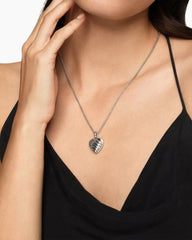 Sculpted Cable Heart Locket in Sterling Silver, 23mm