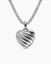Sculpted Cable Heart Locket in Sterling Silver, 23mm