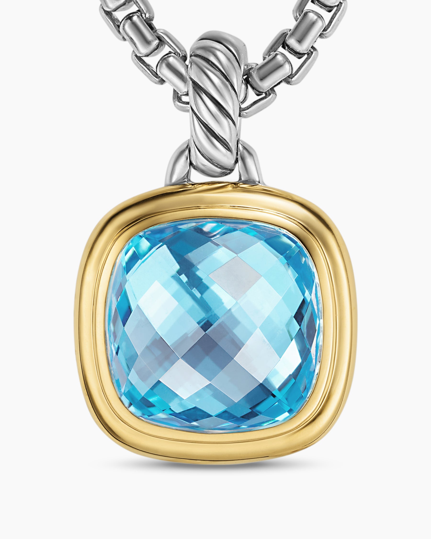 Albion® Pendant in Sterling Silver with 18K Yellow Gold and Blue Topaz, 11mm