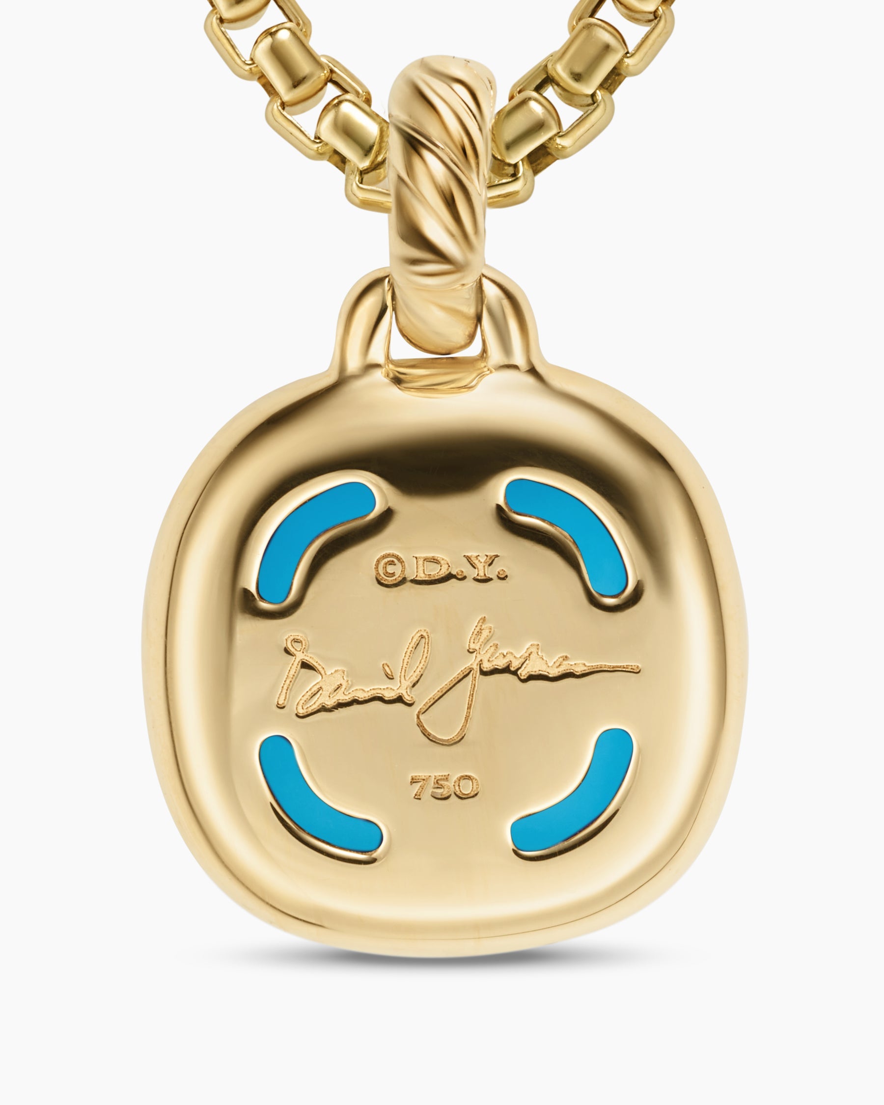 Albion® Pendant in 18K Yellow Gold with Turquoise and Diamonds, 11mm