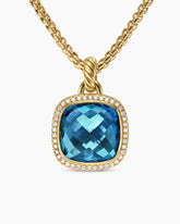 Albion® Pendant in 18K Yellow Gold with Hampton Blue Topaz and Diamonds, 15mm