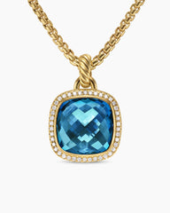 Albion® Pendant in 18K Yellow Gold with Hampton Blue Topaz and Diamonds, 15mm
