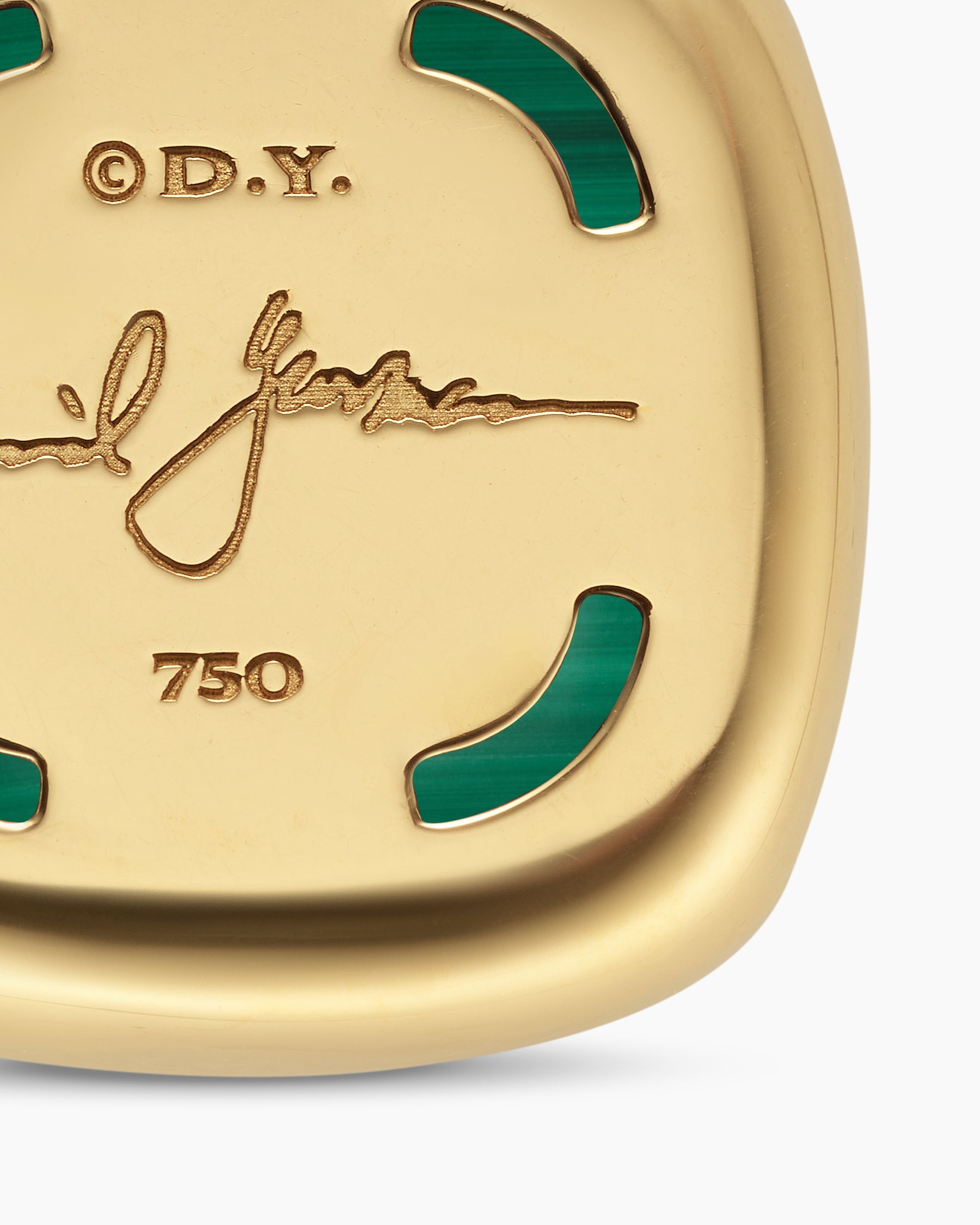 Albion® Pendant in 18K Yellow Gold with Malachite and Diamonds, 15mm