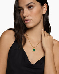 Albion® Pendant in 18K Yellow Gold with Malachite and Diamonds, 15mm