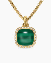 Albion® Pendant in 18K Yellow Gold with Malachite and Diamonds, 15mm