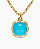 Albion® Pendant in 18K Yellow Gold with Turquoise and Diamonds, 15mm