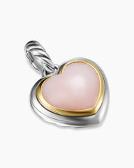 Heart Amulet in Sterling Silver and 18K Yellow Gold with Pink Opal, 17mm