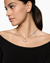 Heart Amulet in Sterling Silver and 18K Yellow Gold with Pink Opal, 17mm