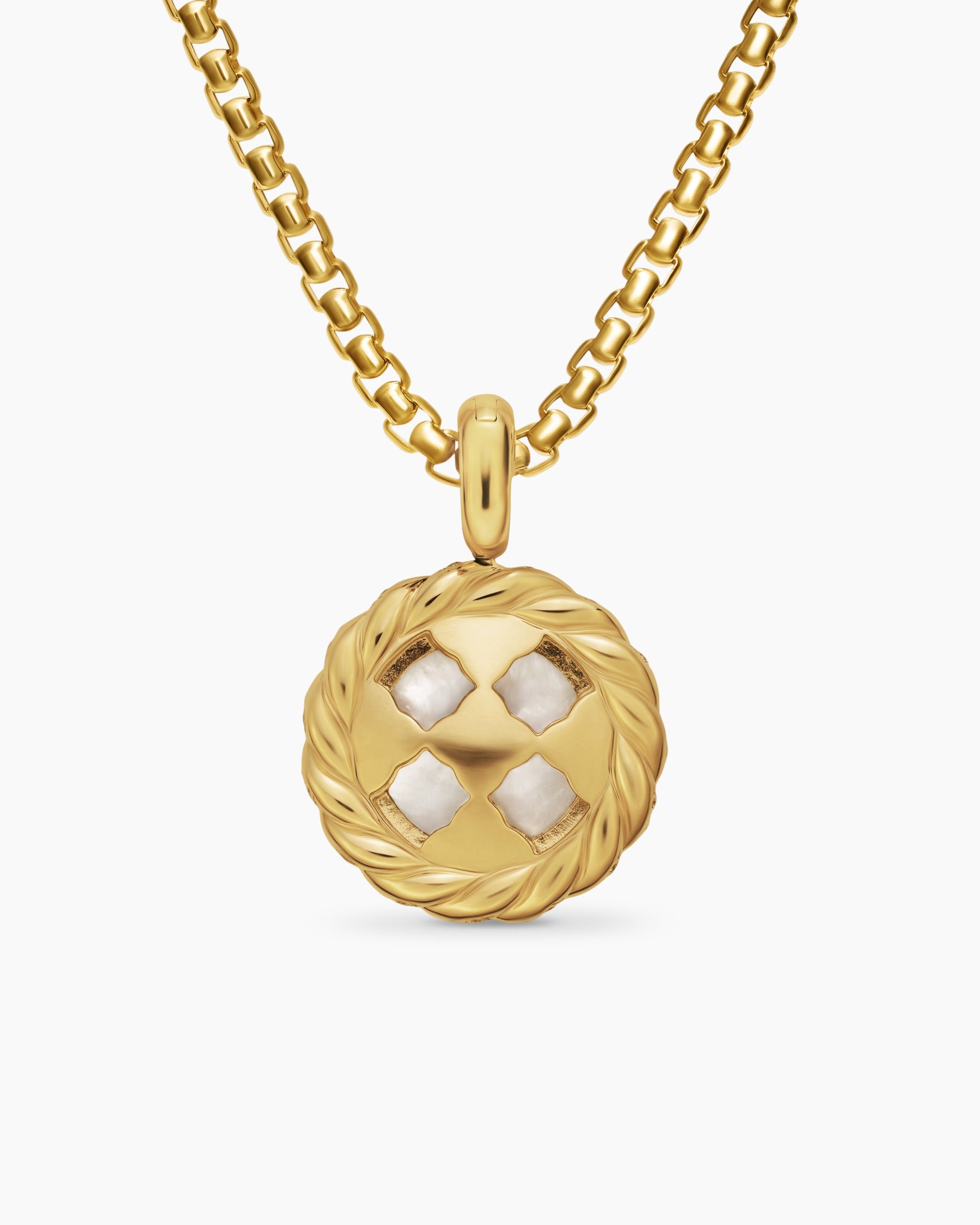 Pearl Classics Cable Halo Amulet in 18K Yellow Gold with Diamonds, 18.8mm