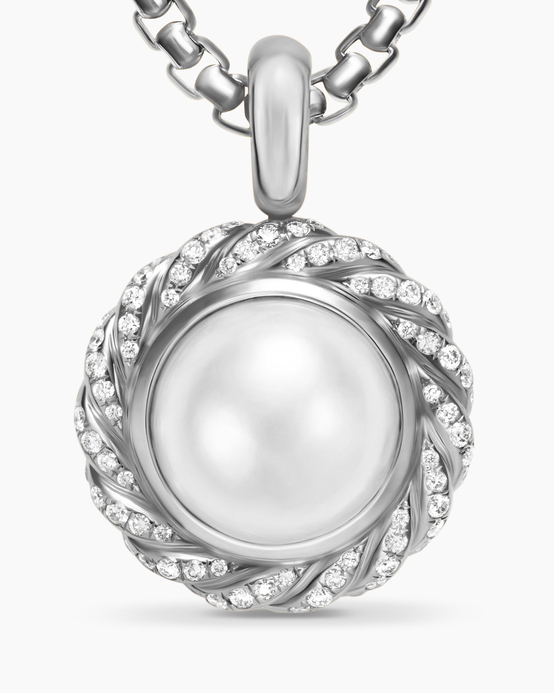 Pearl Classics Cable Halo Amulet in Sterling Silver with Diamonds, 18.8mm