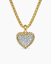 Pavé Heart Amulet in 18K Yellow Gold with Diamonds, 15.6mm