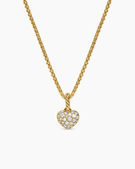 Petite Pavé Heart Amulet in 18K Yellow Gold with Diamonds, 7.4mm