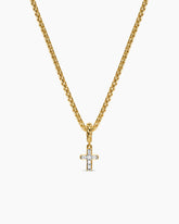 Micro Pavé Cross Amulet in 18K Yellow Gold with Diamonds, 8mm
