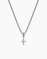 Micro Pavé Cross Amulet in Sterling Silver with Diamonds, 8mm