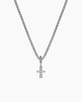 Micro Pavé Cross Amulet in Sterling Silver with Diamonds, 8mm