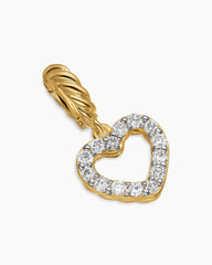 Micro Pavé Open Heart Amulet in 18K Yellow Gold with Diamonds, 6.8mm