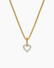 Micro Pavé Open Heart Amulet in 18K Yellow Gold with Diamonds, 6.8mm