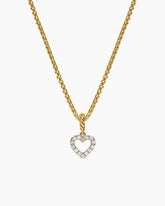 Micro Pavé Open Heart Amulet in 18K Yellow Gold with Diamonds, 6.8mm