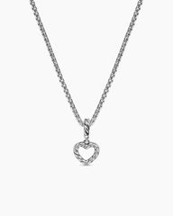Micro Pavé Open Heart Amulet in Sterling Silver with Diamonds, 6.8mm