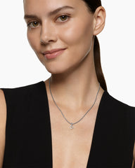 Micro Pavé Open Heart Amulet in Sterling Silver with Diamonds, 6.8mm