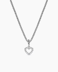 Micro Pavé Open Heart Amulet in Sterling Silver with Diamonds, 6.8mm