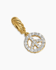 Micro Pavé Peace Sign Amulet in 18K Yellow Gold with Diamonds, 7.6mm