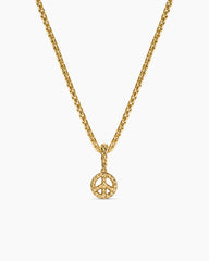 Micro Pavé Peace Sign Amulet in 18K Yellow Gold with Diamonds, 7.6mm
