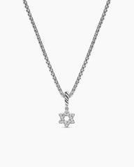 Micro Pavé Star of David Amulet in Sterling Silver with Diamonds, 7.4mm