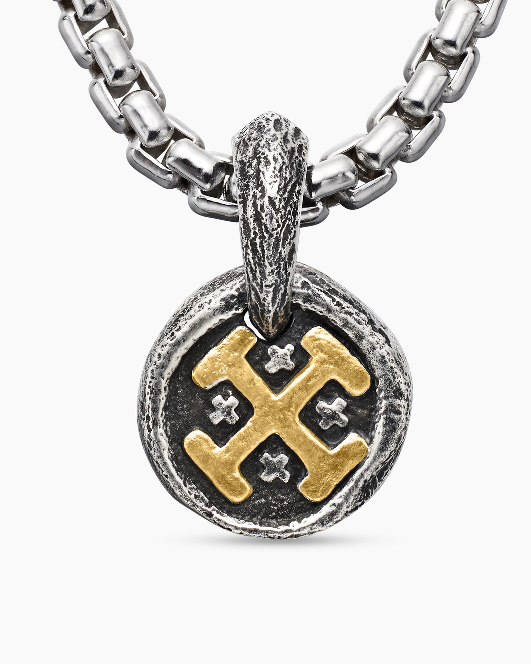 Shipwreck Coin Amulet in Sterling Silver with 18K Yellow Gold, 10.5mm