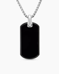 Chevron Tag in Sterling Silver with Black Onyx, 42mm
