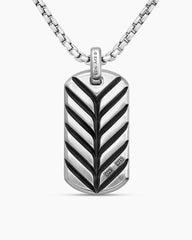 Chevron Tag in Sterling Silver with Meteorite, 42mm