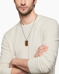 Chevron Tag in Sterling Silver with Tigers Eye, 42mm