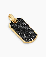 Chevron Tag in 18K Yellow Gold with Black Diamonds, 35mm