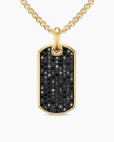 Chevron Tag in 18K Yellow Gold with Black Diamonds, 35mm