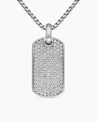 Chevron Tag in 18K White Gold with Diamonds, 35mm