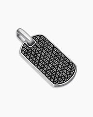 Chevron Tag in Sterling Silver with Black Diamonds, 35mm