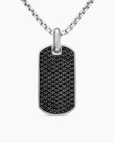 Chevron Tag in Sterling Silver with Black Diamonds, 35mm