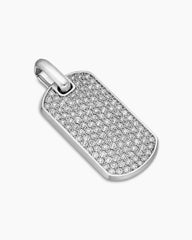 Chevron Tag in Sterling Silver with Diamonds, 35mm