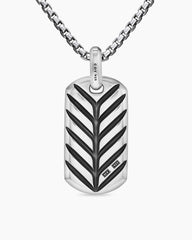 Chevron Tag in Sterling Silver with Orange Sapphires, 35mm