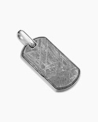 Chevron Tag in Sterling Silver with Meteorite, 35mm