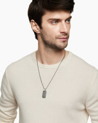 Chevron Tag in Sterling Silver with Meteorite, 35mm